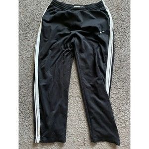 Nike Overtime Basketball Track Pants Black White Pockets 273715-010 Mens 2XL